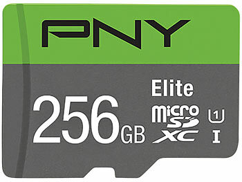 Micro SDS: PNY Elite microSD, mit 256 GB und SD-Adapter, lesen bis zu 100 MB/s