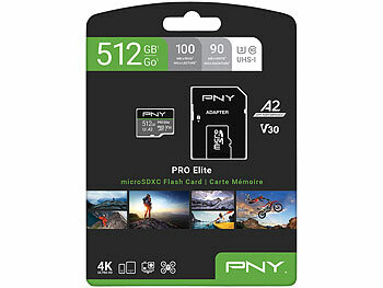 PNY PRO Elite microSD-Karte 512GB, 100MB/s lesen, 90 MB/s schreiben, A2