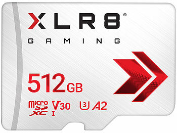 Micro SD: PNY XLR8 Gaming microSD 512GB, U3, A2, 100MB/s lesen, 90 MB/s schreiben