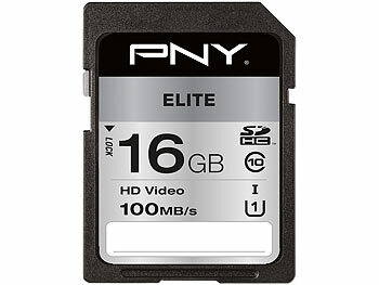 Micro SD: PNY Elite SD-Karte mit 16 GB, Lesen bis zu 100 MB/s, Class 10, UHS-I U1