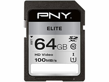 microSD: PNY Elite SD-Karte, mit 64 GB, lesen bis zu 100 MB/s, U1