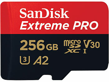 microSD Karte: SanDisk Extreme Pro microSDXC 256GB, 200 MB/s, U3 / A2 (SDSQXCD-256G-GN6MA)