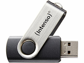 Flash Speicher: Intenso USB-Stick Basic Line mit 64 GB, USB 2.0, silber-schwarz