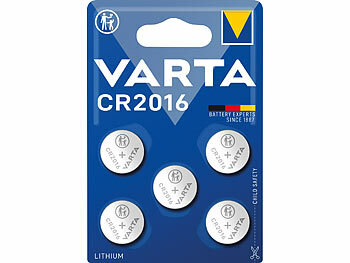 Varta Electronics Lithium Knopfzelle, CR2016, 3V, Retail Blister (5er-Pack)