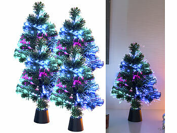 Lunartec Mini-Weihnachtsbaum Auto: 4er-Set Deko-Tannenbäume, dreifarbige LED-Beleuchtung, 45 cm (Mini-Weihnachtsbaum beleuchtet)
