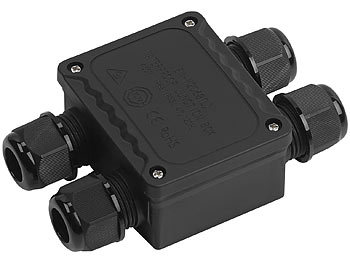 Wasserdichte Kabelbox IP68: revolt Outdoor-Kabel-Verbindungsbox, 4-fach, für Kabel mit Ø 9 - 14 mm, IP68
