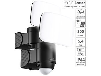LED-Strahler Bewegungsmelder außen: Luminea 2x Kabelloser LED-Außenstrahler mit PIR-Bewegungsmelder, 300 lm, IP44