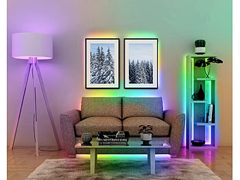 Luminea Home Control USB-RGB-LED-Streifen mit WLAN, App, Sound- & Sprachsteuerung, 3 m