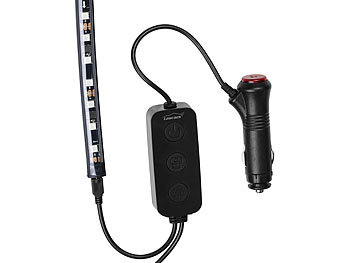 Lescars Auto LED: 4er-Set Kfz-LED-RGB-Streifen mit Fernbedienung,  Bluetooth, App (Auto Innenbeleuchtung)