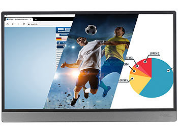auvisio Mobiler IPS-Monitor, 4K UHD, 39,6 cm (15,6"), USB C, Micro-USB & HDMI