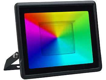 Luminea Home Control 2er-Set WLAN-Fluter, RGB-CCT-LEDs, App, 4.000 lm, 50 W, IP65