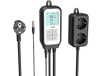 revolt WLAN-Steckdosen-Thermostat für 2 Geräte, Sensor, App, Sprachsteuerung