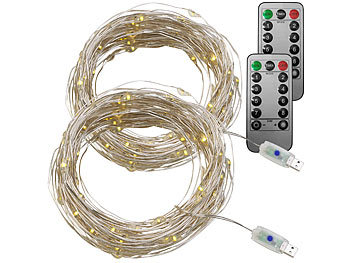 Warmweiß, Grün ErChen USB Strom-betrieben Zweifarbige Led Lichterketten 33 FT 100 Leds Farbe ändern Dimmbar 8 Modi Silber Kupfer Draht-Lichterketten mit Fernbedienung Timer für Innen Außen 