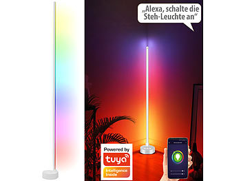Luminea Home Control 4er-Set WLAN-Steh-/Eck-Leuchten mit RGB-CCT-IC-LEDs, 12W, dimmbar, App