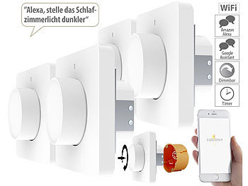 WLAN-LED-Dimmer: Luminea Home Control 4er WLAN-Lichtschalter & Dimmer mit Dreh-/Drück-Funktion und App