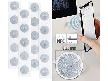 NFC-Aufkleber: Callstel 20er-Set NFC-Tag-Sticker, kompatibel mit iOS & Android, 504 Byte