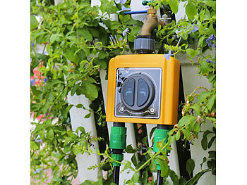 Royal Gardineer WLAN-Bewässerungscomputer mit 2 Dual-Ventilen, 2-fach-Wasserverteiler