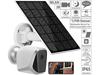 Ueberwachungskamera: revolt 2K-IP-Kamera mit Universal-Solarpanel für Akku-IP-Kameras, 3W, IP65