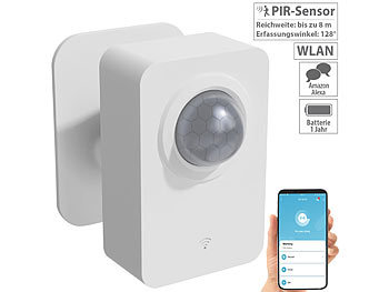 PIR-Sensor Alarm: Luminea Home Control ZigBee-PIR-Bewegungsmelder, 8 m Reichweite, 128° Erfassungswinkel, App