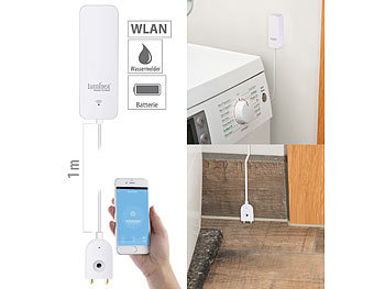 Funk Wassermelder: Luminea Home Control ZigBee-Wassermelder mit externem Sensor, 2 Jahre Batterielaufzeit, App