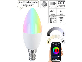 LED Lampen E14 dimmbar: Luminea Home Control LED-Kerze E14, RGB-CCT, 5 W (ersetzt 40 W), 470 lm, ZigBee-kompatibel