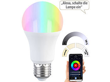 Luminea Home Control 4er-Set LED-Lampen E27, RGB-CCT, 9W, 806 Lumen, ZigBee-kompatibel