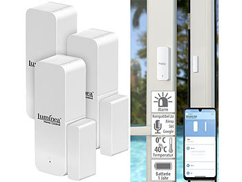 Sensor: Luminea Home Control 3er-Set ZigBee-Tür- & Fensteralarm, für Alexa, GA und Siri, App