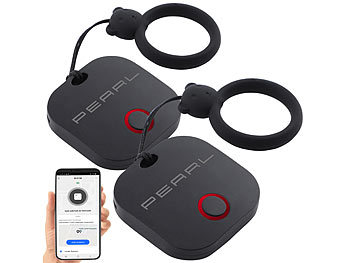 PEARL 4in1-Mini-Schlüsselfinder m. BT, App & GPS-Ortung, 80 dB, 2er-Set