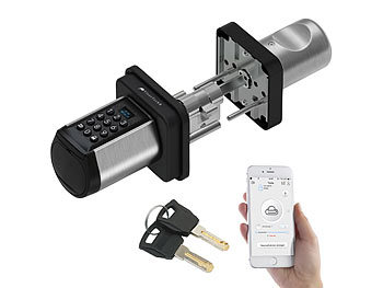 VisorTech Elektronischer Tür-Schließzylinder, Code, 2 Schlüssel, IP44, m Gateway