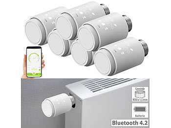 Heizungsthermostat: revolt 6er-Set programmierbare Heizkörper-Thermostate mit Bluetooth und App