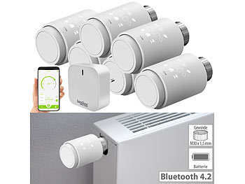 Elesion Thermostat: revolt 6er-Set programmierbare Heizkörper-Thermostate mit WLAN-Gateway & App
