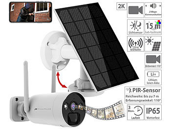VisorTech Funk-Überwachungs-Set: Rekorder mit 4x 2K-Solar-Kamera, PIR, App