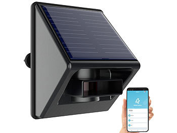 Luminea Home Control 2er-Set Outdoor-PIR-Sensoren, Solarpanel, App, IP55, ZigBee-kompatibel