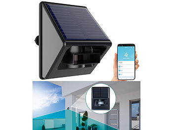 Luminea Home Control 4er-Set Outdoor-PIR-Sensoren, Solarpanel, App, IP55, ZigBee-kompatibel