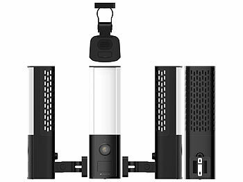 VisorTech LED-Außenwandleuchte, WLAN-2K-Kamera, PIR, Nachtsicht, Sirene, schwarz