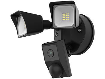 VisorTech 2er-Set 2K-Kamera, 2 LED-Strahler, 2.400lm, Sirene, WLAN, App