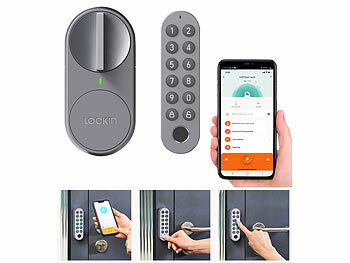 Türschloss mit Absperr-Automatik für die Nacht, Bluetooth: VisorTech Türschlossantrieb mit PIN-Code, Fingerabdruck-Sensor, Bluetooth, App