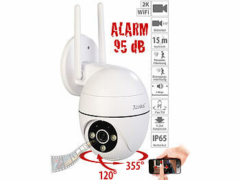 Sicherheitskamera: 7links WLAN-Pan-Tilt-Outdoorkamera, 2K-Auflösung, Tracking, Nachtsicht, IP65