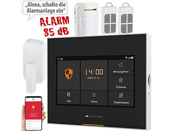 Alarmanlage Haus: VisorTech 5-tlg. Funk-Alarmanlage: 2 Sensoren, 2 Fernbedienungen, GSM, WLAN, App