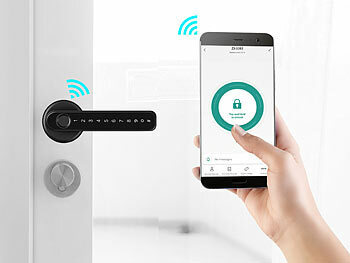 VisorTech Smarter Sicherheits-Türbeschlag mit Finger-Scanner, PIN & App, schwarz