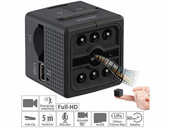 Versteckte Kamera: Somikon Ultrakompakte Akku-Videokamera, Full-HD-Aufnahme, Bewegungs-Erkennung