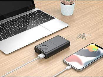 revolt 3in1-Wireless-Powerbank für iPhone & AppleWatch, USB-C PD, 10Ah, 22,5W