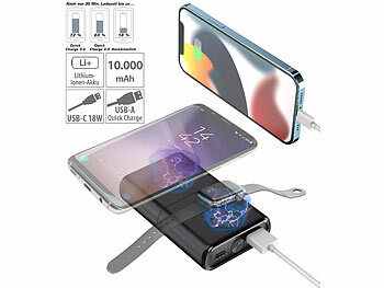 revolt 3in1-Wireless-Powerbank für iPhone & AppleWatch, USB-C PD