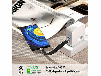 Callstel Apple iPhone Ladekabel: Kurzes, ultraflexibles Lade-/Datenkabel USB -C auf -C, 100 W PD, 13 cm (PD Ladekabel)