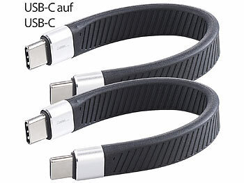 Callstel 2er-Set kurze, flexible Lade-/Datenkabel USB-C auf -C, 100 W PD, 13 cm
