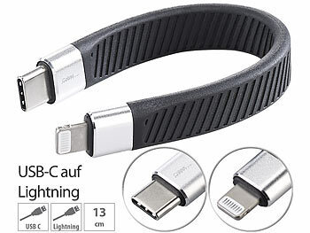 Lightning auf USB-C Ladekabel: Callstel Kurzes, flexibles Lade-/Datenkabel, USB-C auf 8-Pin, MFi, 45 W, 13 cm