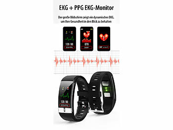 newgen medicals Fitness-Armband mit EKG-, Herzfrequenz- & SpO2-Anzeige, IP67