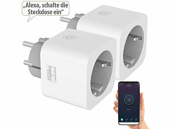 Luminea Home Control 2er-Set WLAN-Steckdosen, Energiekostenmesser, App- & Sprachsteuerung