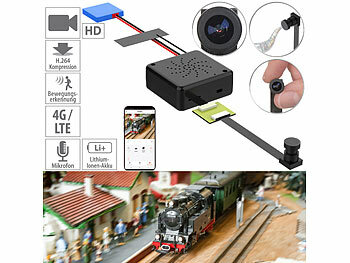 IP Kamera: Somikon Mobile 4G-Micro-Kamera, Akku, Full-HD, Bewegungserkennung, Mikro, App
