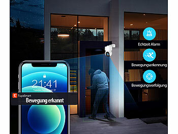 Outdoor-WLAN-IP-Überwachungskamera mit Nachtsicht, Sirene, Dreh- und schwenkbar, für Echo Show